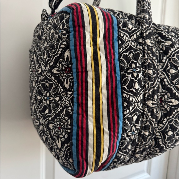 Vera Bradley Cotton Duffel Bag Black White Barcelona Print Quilted Travel Tote L - Picture 11 of 13